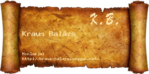 Kraus Balázs névjegykártya